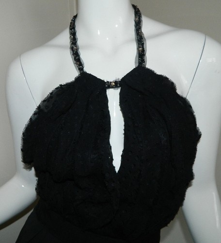 Women BCBG Max Azria Solid Black Halter Cocktail Evening Party Dress Size 2 - Picture 4 of 10