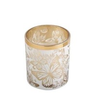 CANDELA in contenitore di vetro design farfalle 8x7 cm BOMBONIERA 1D62