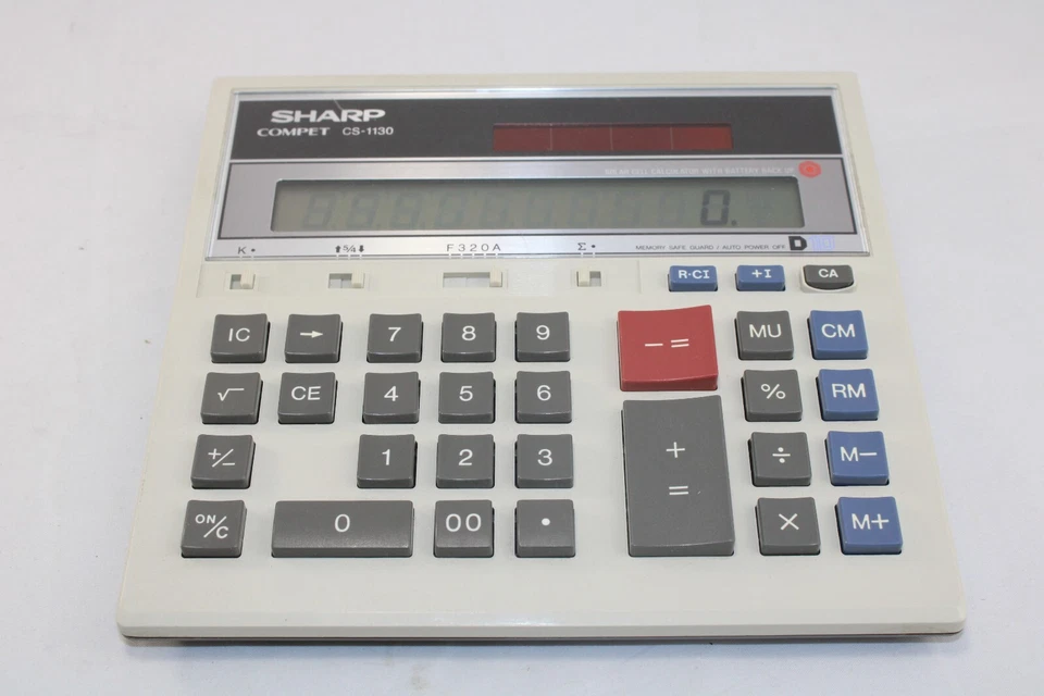 Vintage Sharp Compet CS-1130 Calculator Solar Cell & Battery Desktop Machine - Image 3 of 4