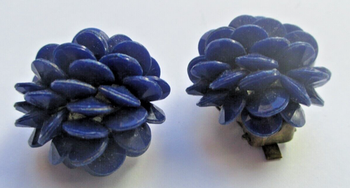 Boucles D'oreilles Clips Vintage - Or Et Argent Avec Perle Bleue - Bijou Ancien