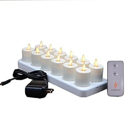 Luminara Rechargeable LED Electric Tea Lights Flameless Flickering with Remote
