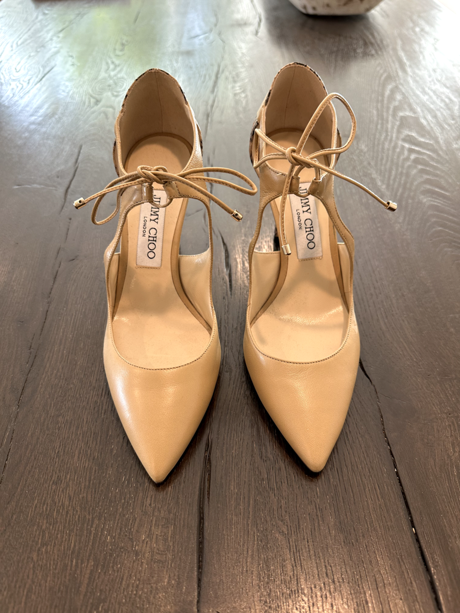 Jimmy Choo Love 85 Beige with Snake Skin - Size 37.5 - New Jimmy Choo Love 85 Beige with Snake Skin - Size 37.5 - New