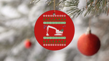 Excavator Ugly Christmas Sweater Circle Ornament