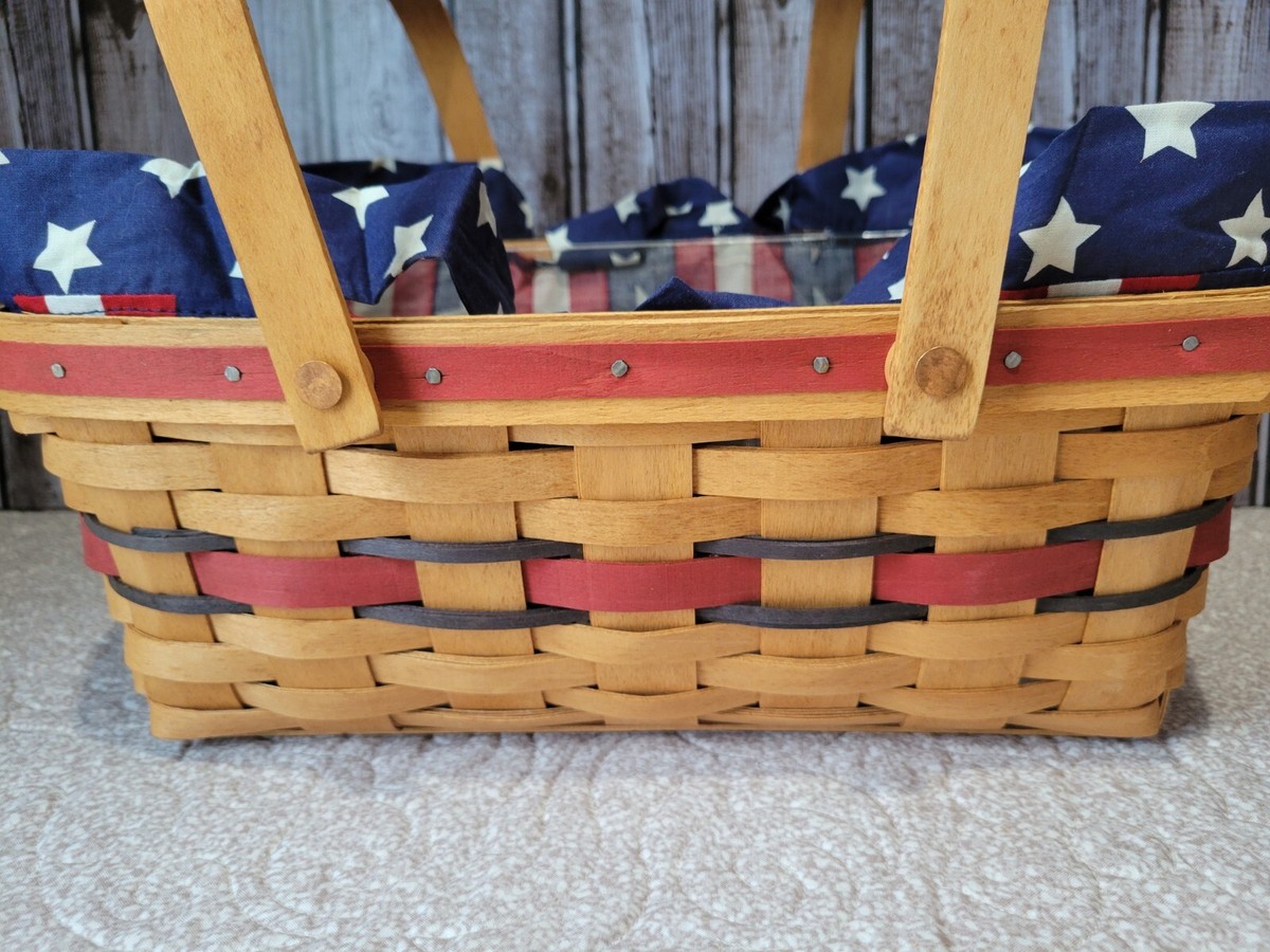 Longaberger Basket 1992 Red White And Blue Fabric Liner