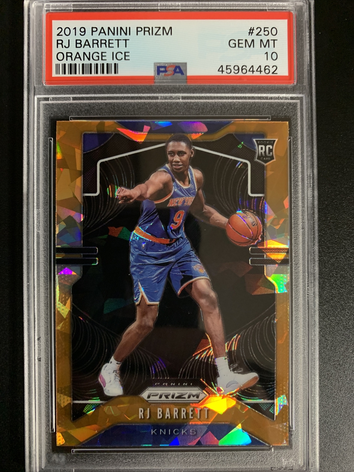2019-20 RJ Barrett PSA 10 Panini Prizm Orange Ice Rookie Refractor RC #250 SP