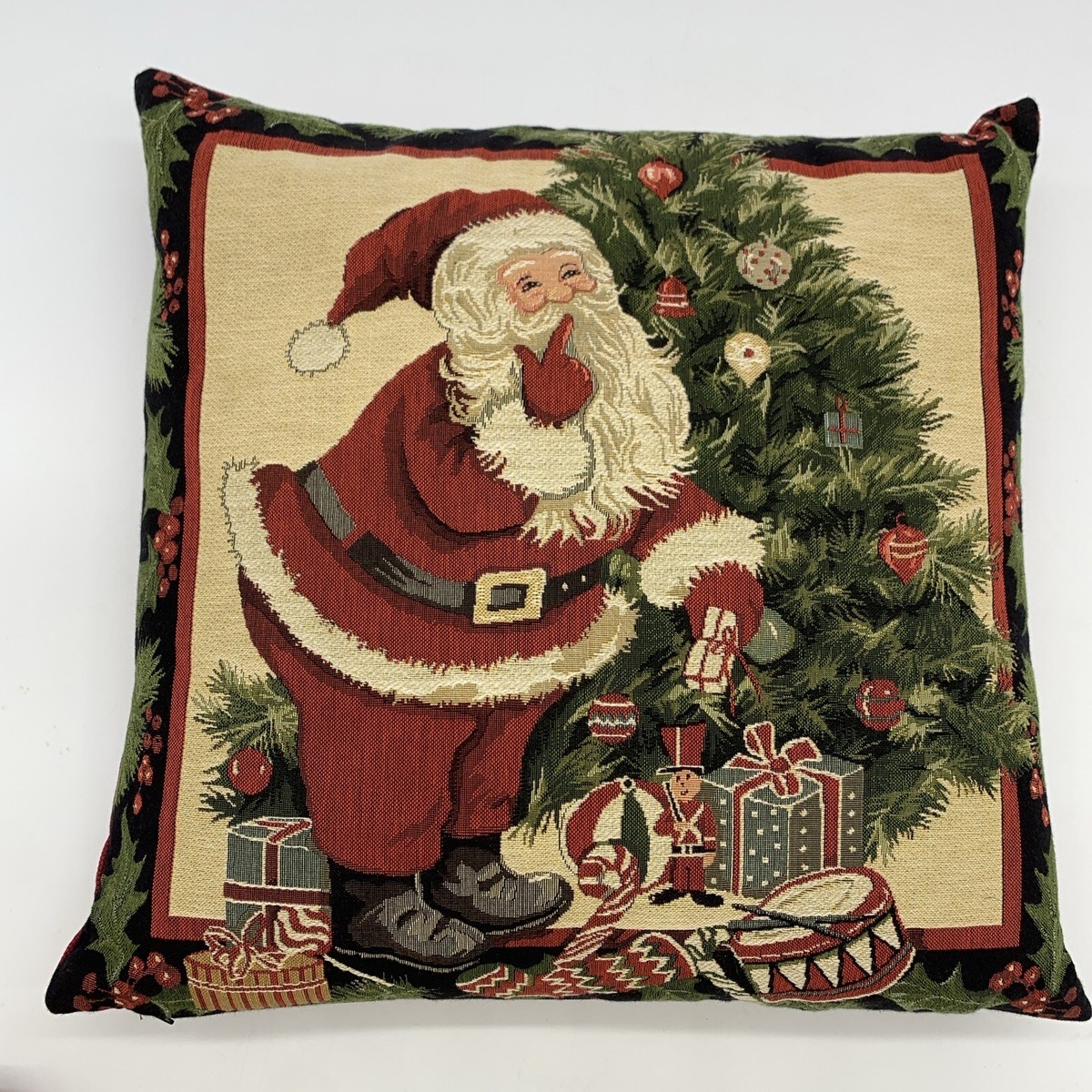 Retro Christmas Santa Claus Throw Pillow Covers - Set Of 4, 18x18 Inch, Cotton Linen Blend | Holiday Home Decor For Couch & Bed