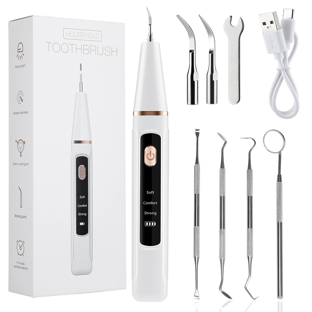 Ultrasonic Electric Tooth Cleaner Tartar Plaque Remover Dental Scaler Tool Kit