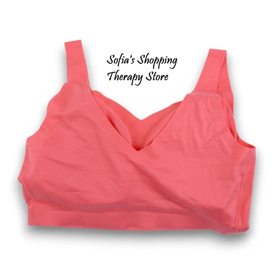 Pack de 2 sujetadores Rhonda Shear cepillados cuello en V sin costuras con almohadillas extraíbles Rosa - Melocotón Foto 3 de 4