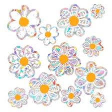 12pcs Spring Summer Daisy Window Stickers, Double-Side Glass Decals Shiny Rai...
