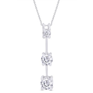 1.00 Ct Three Stone Diamond Necklace 