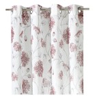 heimtexland ® Ösenschal Natur Leinen Optik Blumen Rot 245x140 Vorhang Typ649