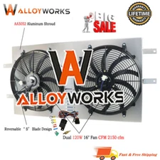 Aluminum Shroud+Electric Fan Kits For 1994-2002 Dodge Ram 2500 3500 5.9L Diesel