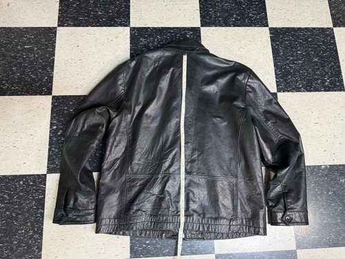 Vintage Y2K Banana Republic Black Leather Bomber Jacket Men’s Size XL - Picture 7 of 8