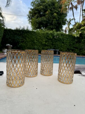 Set of 4 Imperial 22K Gold Glasses Highball Tumblers Sekai Ichi Diamond MCM