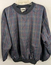 Vintage Roche Pullover Windbreaker Blue Plaid MMens Size Medium USA Made