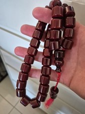 Cherry Islamic Prayer bakelite amber  Rosary. 15*15mm. 33 beads.Tasbih