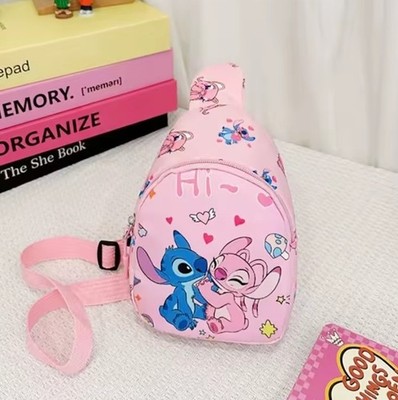 Brusttasche Kinder Umhängetasche   Stitch & Angel Design | Rosa | Kein Original
