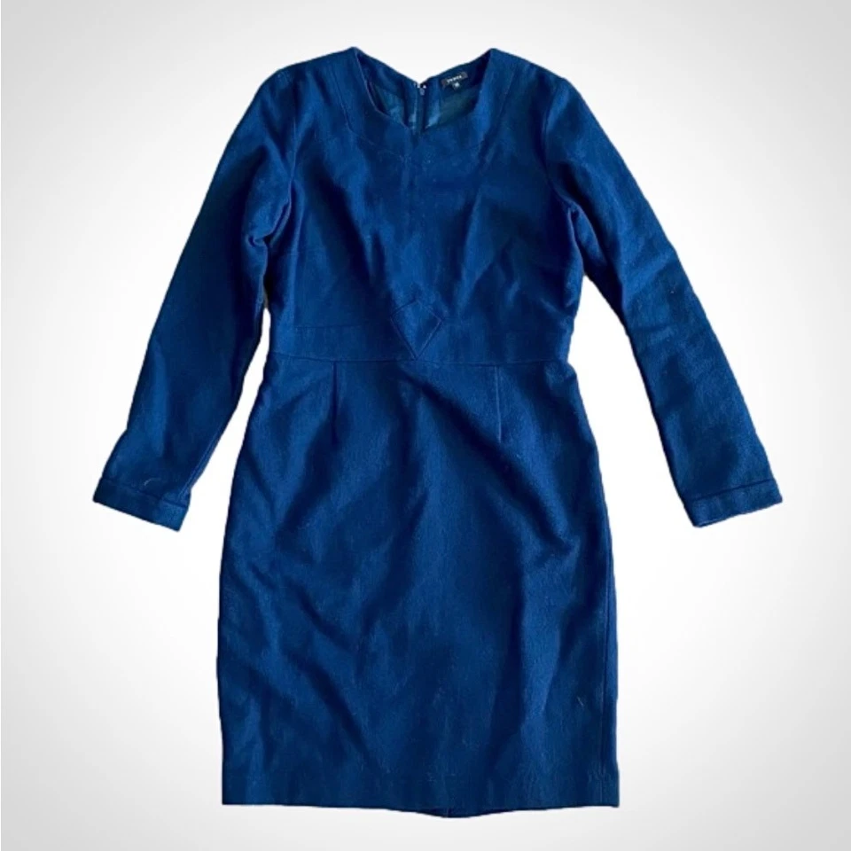 Tocca Navy Blue Long Sleeve Wool Sheath Dress Womens 10 - Image 2 of 4