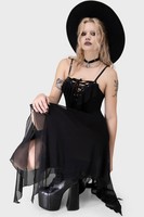 Killstar Anshee Lace-Up Dress Xs||S||M||L||Xl||Xxl Black Women New Goth
