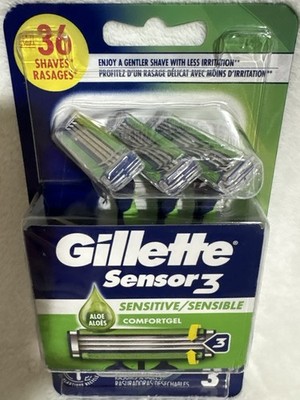 Gillette Sensor3 Sensitive Men's Disposable Razor, Comfortgel Technology - 3  Ct