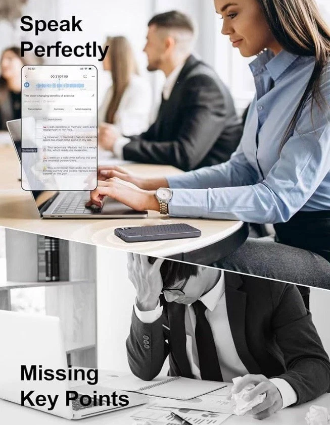 Ai Voice Recorder-Record,Transcribe,Multi Languages 50ft Bluetooth Distance - Image 4 of 4