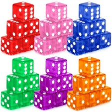 36 Pieces Casino Dice Set 19mm Large Dice Game Acrylic 6 Sided Colored Dice B...