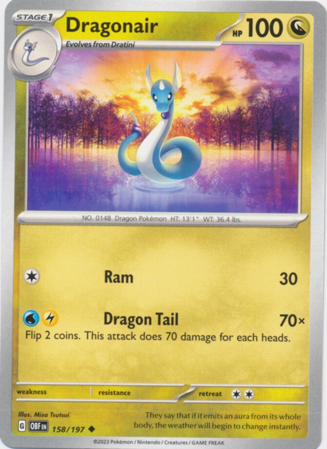 Dragonair - 158/197 - Uncommon (Near Mint) Obsidian Flames - Dragon Pokémon