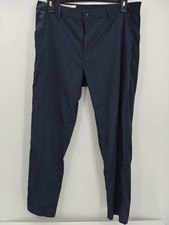 Perry Ellis Portfolio Pants Mens 36x32 Blue Slim Fit Dress Athletic Polyester