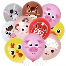 Farmyard Animals x10 Balloons Birthday Party Decorations Boys Girls Latex