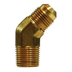 10452 45 deg Elbow, 3/8 in Male Flared x 1/4 in Male NPTF, Brass (2 Pack) - Picture 1 of 1