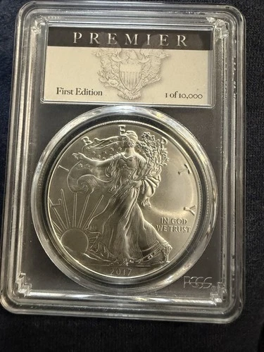 2017 (P) SILVER EAGLE PCGS MS70 STRUCK AT PHILADELPHIA PREMIER LABEL