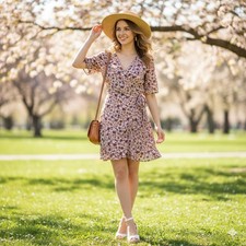 LOFT Floral Ruffle Wrap Dress NWT