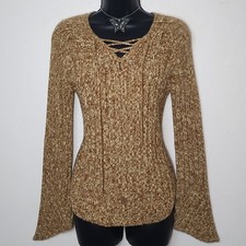 vintage y2k ribbed sweater lace up bell sleeve sz m fairy grunge fairycore boho