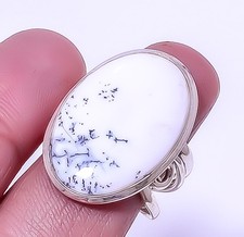 Dendritic Opal - Brazil 925 Silver Handmade Jewelry Ring s.9 R1142-8 A394