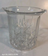 24% Lead Crystal Ice Bucket 7.25" Tall Heavy 6lb Vintage Cut Glass Caddy