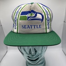SEATTLE SEAHAWKS Vintage Trucker HAT New Era BLUE Made In USA GOOD