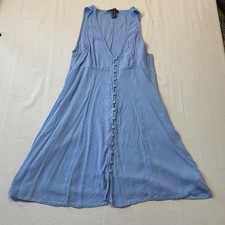 Forever 21 Blue Sleevless Midi Button Up Summer Dress Size M Casual