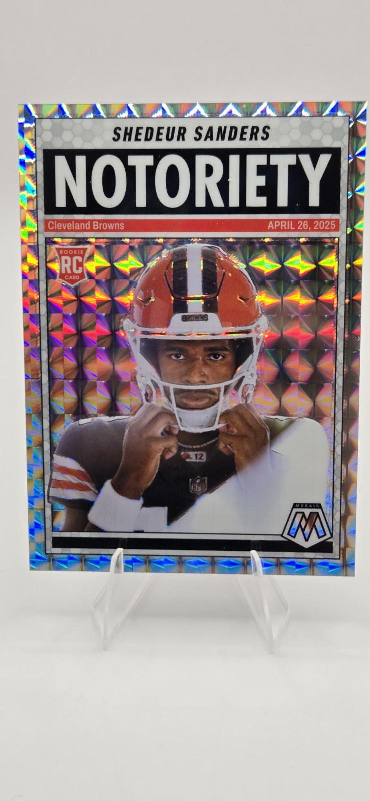 2025 Panini Mosaic Shedeur Sanders Silver Mosaic RC Notoriety Insert #13