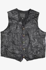 Vintage Navarre Leather Company Stitched Patchwork Leather Vest 1990s 683