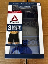 Reebok Mens 3 Pack Medium Performance Regular Length 6  InseamBoxer Brief . NWT