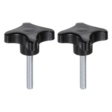2pcs Star Knobs M8 x 45mm 4-Star Stud Knob Hand Tightening Clamping Screw Black