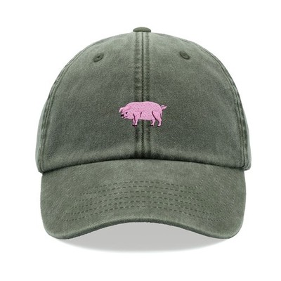 Baseballmütze rosa Schwein weiß Vintage gewaschen Unisex Papa Mütze Bauer Tier lustig