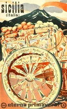 14256.Wall Decor Poster.Vintage Interior Art.Italian Travel Sicilia Mount Etna