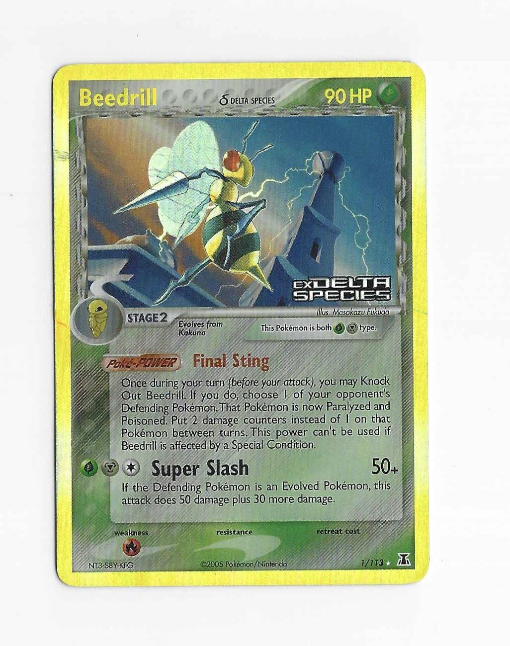 Beedrill 1/113 EX Delta Species 2005 Reverse Holo Rare Pokémon Card NM