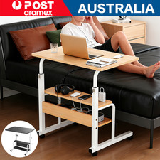 Laptop Desk Adjustable Portable Standing Sofa Bed Side Table on Wheels