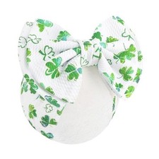 7  Large St Patricks Baby Bows Green Shamrock Headbands for Newborn 1-St White