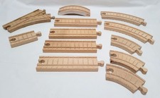 Vintage Lot of 12 Thomas Friends Clickety Clack Wood Curved Straight Track