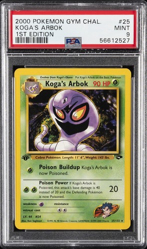 Koga's Arbok (1st Edition) graded PSA 9 for sale on eBay