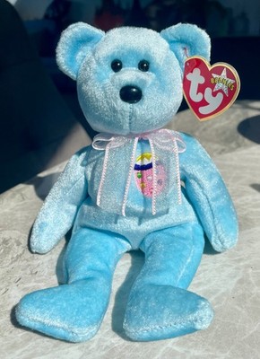 Ty Beanie Baby Eier 2 - Osterbär blau mit Etikett 2001 sehr guter Zustand
