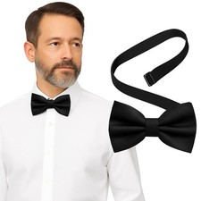 Bow Tie for Men Polyester Solid Pretied Bowties Adjustable Tuxedos Bowtie for...